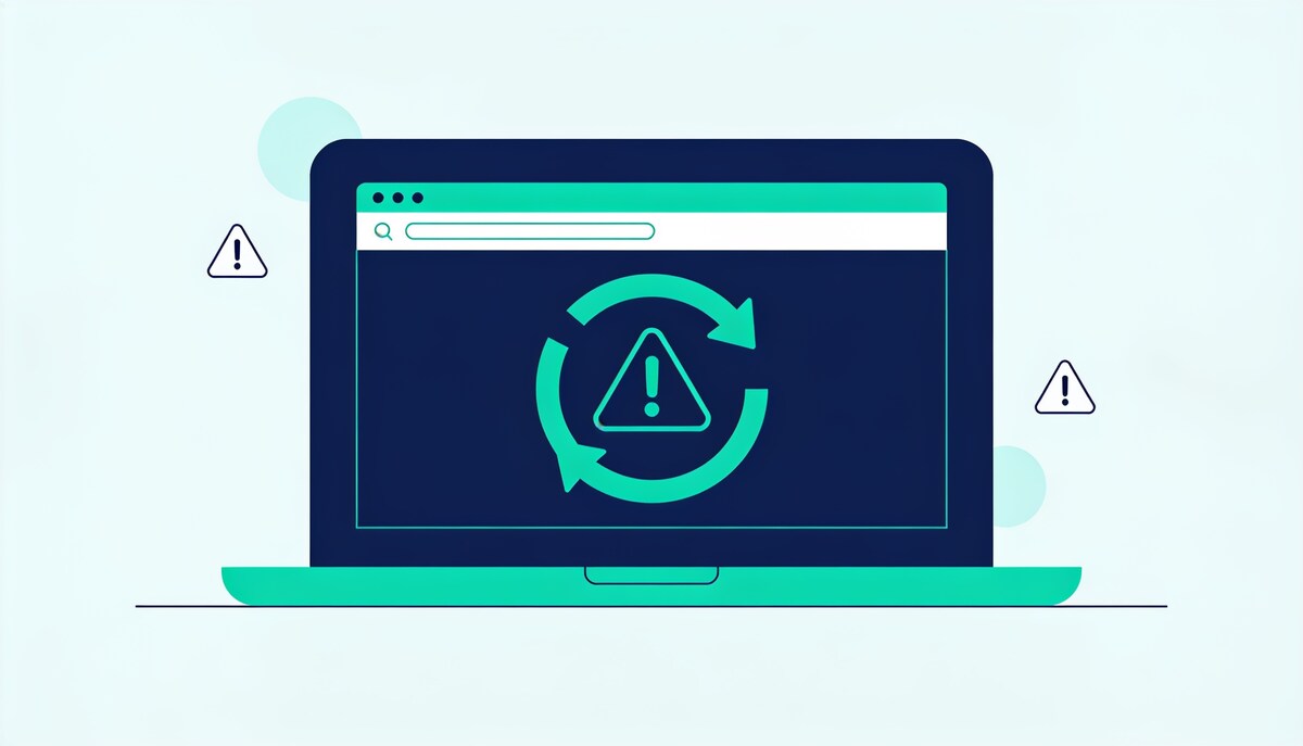 Navegador en un portátil mostrando un aviso de que la web necesita renovarse